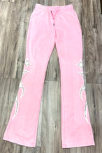 Load image into Gallery viewer, REDFOX RHINESTONE "FAITH" CROP HOODIE/STACKED FLEECE PANTS SET (PINK)