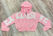 Load image into Gallery viewer, REDFOX RHINESTONE "EXCLUSIVE" CROP HOODIE/STACKED FLEECE PANTS SET (PINK)