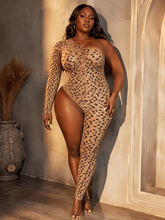 Load image into Gallery viewer, WOMEN'S PLUS SIZE LEOPARD PRINT MESH BODYSUIT IN STORES NOW