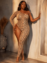 Load image into Gallery viewer, WOMEN'S PLUS SIZE LEOPARD PRINT MESH BODYSUIT IN STORES NOW
