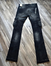 Load image into Gallery viewer, Jordan Craig Men Stacked Cargo Pocket Denim Jeans Black Shadow(JTF1264)