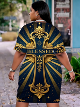 Load image into Gallery viewer, WOMEN'S PLUS SIZE "BLESSED" PRINT DRESS