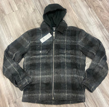 Load image into Gallery viewer, JORDAN CRAIG SYIP ZIPDOWN FLANNEL SHACKET W/ HOOD (BLACK SHADOW)