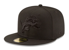 Load image into Gallery viewer, NEW ERA DETROIT LIONS BLACK ON BLACK 59FIFTY FITTED