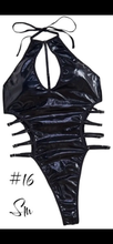 Load image into Gallery viewer, WOMEN'S BLACK TEDDY BODYSUIT W/ STRAPPY SIDES