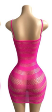 Load image into Gallery viewer, WOMEN'S RHINESTONE STRIPED MESH DRESS