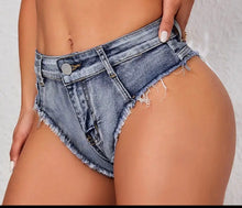 Load image into Gallery viewer, WOMEN'S STRETCHY DENIM CHEEKY SHORTS