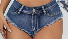 Load image into Gallery viewer, WOMEN'S CUT-OFF DENIM CHEEKY SHORTS