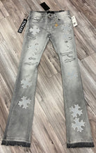Load image into Gallery viewer, JORDAN CRAIG SYIP VEGAN LEATHER CROSS PATCH JEANS JTF2266 (CEMENT WASH)