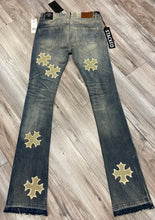 Load image into Gallery viewer, JORDAN CRAIG SYIP VEGAN LEATHER CROSS PATCH JEANS JTF2266 (DESERT STORM)