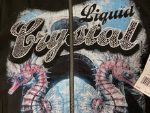 Load image into Gallery viewer, JORDAN CRAIG LIQUID CRYSTAL RHINESTONE SEAHORSE ZIPDOWN HOODIE (BLACK)