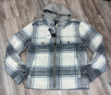 Load image into Gallery viewer, JORDAN CRAIG SYIP ZIPDOWN FLANNEL SHACKET W/ HOOD (LT BLUE)
