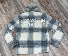Load image into Gallery viewer, JORDAN CRAIG SYIP ZIPDOWN FLANNEL SHACKET W/ HOOD (LT BLUE)