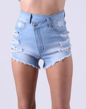 Load image into Gallery viewer, REDFOX V-WAIST DENIM SHORTS (LT. BLUE) PS134B