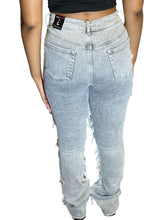 Load image into Gallery viewer, RED FOX WOMEN'S STACKED SUPER FRAYED DENIM PANTS PA4414 (GREY)