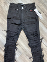 Load image into Gallery viewer, RED FOX WOMEN'S STACKED FRAYED HEAVY TWILL PANTS PA4416 (JET BLACK)