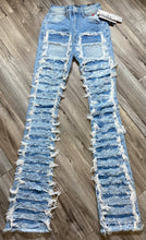 Load image into Gallery viewer, RED FOX WOMEN'S STACKED FRAYED HEAVY DENIM PANTS PA4436 (LT BLUE)