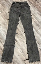 Load image into Gallery viewer, RED FOX WOMEN'S STACKED FRAYED DENIM PANTS PA4454 (ACID BLACK)