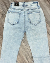 Load image into Gallery viewer, RED FOX WOMEN'S STACKED FRAYED DENIM PANTS PA4454 (ACID BLUE)