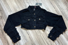 Load image into Gallery viewer, REDFOX SUPER FRAYED CROP JACKET AND STACKED JEANS SD4446 (JET BLACK)