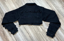 Load image into Gallery viewer, REDFOX SUPER FRAYED CROP JACKET AND STACKED JEANS SD4446 (JET BLACK)