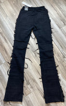 Load image into Gallery viewer, REDFOX SUPER FRAYED CROP JACKET AND STACKED JEANS SD4446 (JET BLACK)