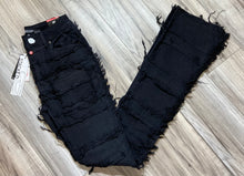 Load image into Gallery viewer, REDFOX SUPER FRAYED CROP JACKET AND STACKED JEANS SD4446 (JET BLACK)