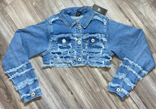 Load image into Gallery viewer, REDFOX SUPER FRAYED CROP JACKET AND STACKED JEANS SD4446 (LT. BLUE)