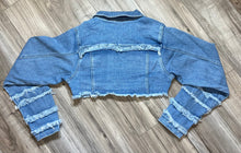 Load image into Gallery viewer, REDFOX SUPER FRAYED CROP JACKET AND STACKED JEANS SD4446 (LT. BLUE)