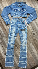 Load image into Gallery viewer, REDFOX SUPER FRAYED CROP JACKET AND STACKED JEANS SD4446 (LT. BLUE)