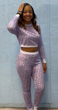 Load image into Gallery viewer, WOMEN'S VINTAGE PRINT CROP TOP &amp; PANT SET (PURPLE) IN STORES NOW!