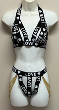 Load image into Gallery viewer, WOMEN'S 2PC LOVE PRINT STRAPPY SET (BLACK)