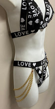 Load image into Gallery viewer, WOMEN'S 2PC LOVE PRINT STRAPPY SET (BLACK)