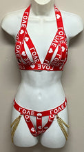 Load image into Gallery viewer, WOMEN'S 2PC LOVE PRINT STRAPPY SET (RED)