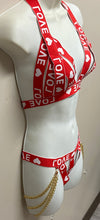 Load image into Gallery viewer, WOMEN'S 2PC LOVE PRINT STRAPPY SET (RED)