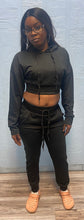 Load image into Gallery viewer, ACCESS WOMEN'S 2pc. ACTIVEWEAR PULLOVER CROP/JOGGER OUTFIT SET (BLACK)