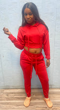 Load image into Gallery viewer, ACCESS WOMEN'S 2pc. ACTIVEWEAR PULLOVER CROP/JOGGER SET (RED)