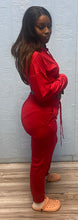 Load image into Gallery viewer, ACCESS WOMEN'S 2pc. ACTIVEWEAR PULLOVER CROP/JOGGER SET (RED)