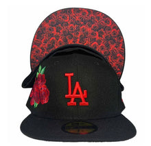 Load image into Gallery viewer, Los Angeles Dodgers New Era Authentic Exclusive Roses 59Fifty (Black/Red)