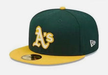 Load image into Gallery viewer, Oakland Athletics New Era World Series Patch Authentic 59Fifty (Green/Yellow)