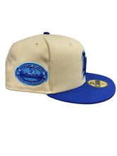 Load image into Gallery viewer, Los Angeles Dodgers New Era 50th Stadium Patch Authentic 59Fifty (Khaki/Royal)