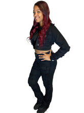 Load image into Gallery viewer, REDFOX SUPER FRAYED CROP JACKET AND STACKED JEANS SD4446 (JET BLACK)