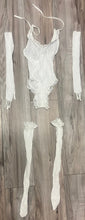 Load image into Gallery viewer, WOMEN'S WHITE LACE SHEER BODYSUIT W/ MATCHING GLOVES &amp; STOCKINGS