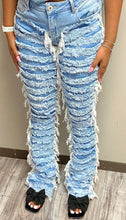 Load image into Gallery viewer, RED FOX WOMEN'S STACKED SUPER FRAYED DENIM PANTS PA4414 (LT BLUE)