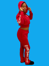 Load image into Gallery viewer, REDFOX "TRUST YOUR SOUL" FLEECE CROP JACKET W/ STACKED PANTS (RED)
