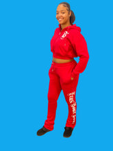 Load image into Gallery viewer, REDFOX "TRUST YOUR SOUL" FLEECE CROP JACKET W/ STACKED PANTS (RED)