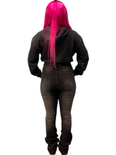 Load image into Gallery viewer, REDFOX WOMENS CROP HOODIE AND STACKED JEAN RHINESTONE SET (HD3570)