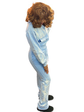 Load image into Gallery viewer, REDFOX RHINESTONE "FAITH" CROP HOODIE/STACKED FLEECE PANTS SET (LT BLUE)