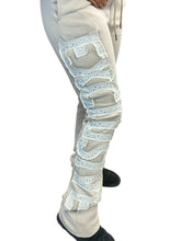 Load image into Gallery viewer, REDFOX RHINESTONE "EXCLUSIVE" CROP HOODIE/STACKED FLEECE PANTS SET (LT KHAKI)