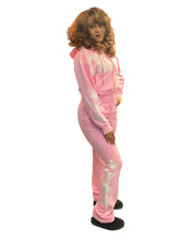 Load image into Gallery viewer, REDFOX RHINESTONE "FAITH" CROP HOODIE/STACKED FLEECE PANTS SET (PINK)